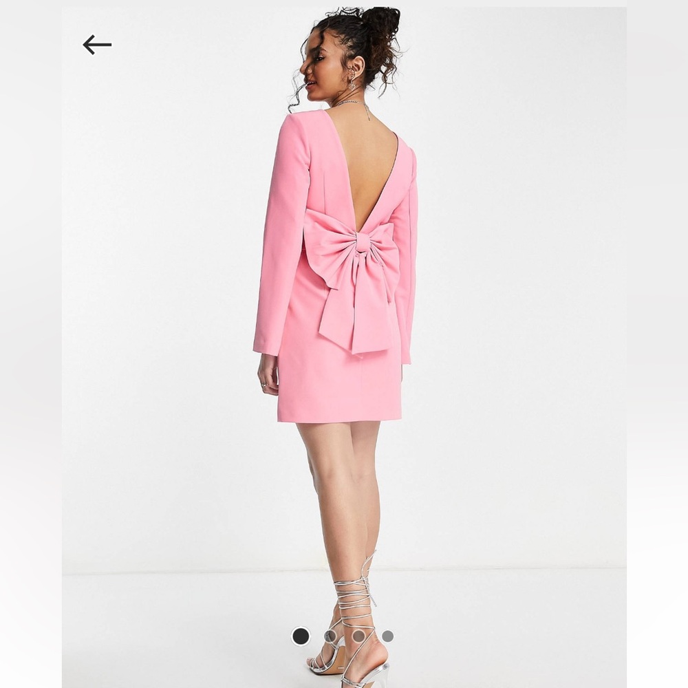 NWT Ever New bow back fluted sleeve mini dress in pink